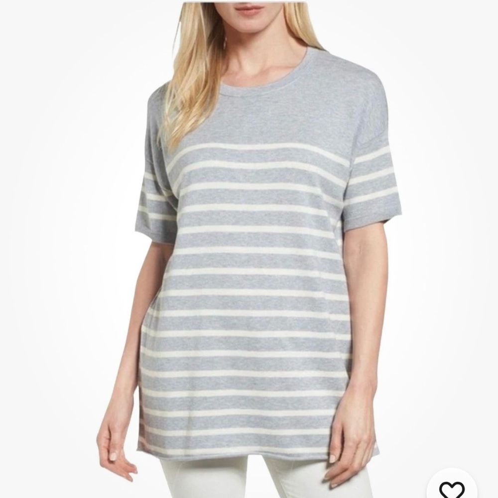 Eileen Fisher Organic Cotton Striped Short Sleeve Tunic NWT Size XL Clean Girl